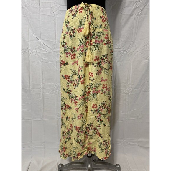 No Boundaries Yellow Floral Maxi Skirt With Slit Size Medium - Picture 1 of 4